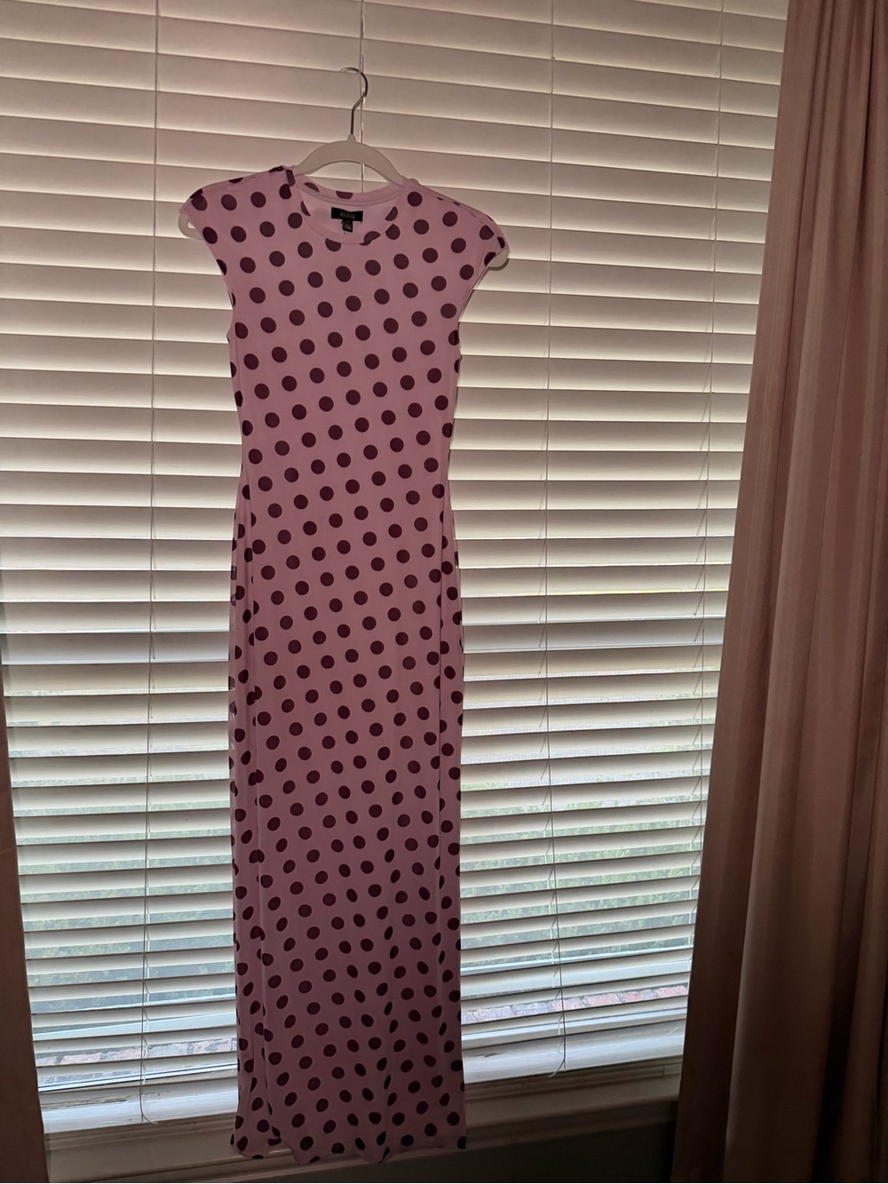 AFRM Pink Maxi Dress with Black Polka Dots